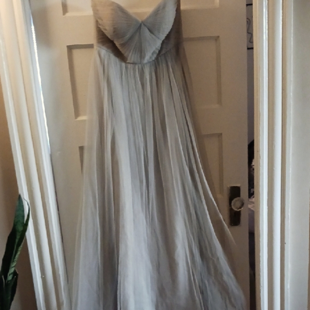 Elegant Gray Strapless Evening Gown